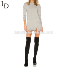 New design grey longline pullover hoodie for women with zipper